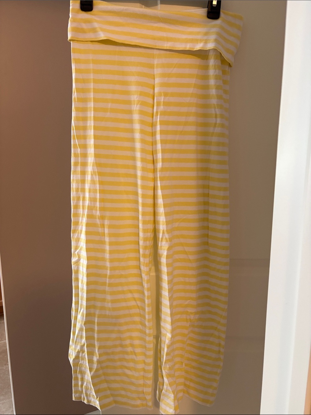wild fable Yellow & White Striped Fold-Over Waist Flare Pants